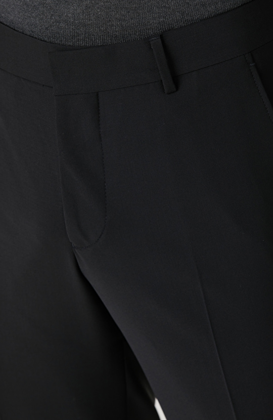 Siyah Yün Karışımlı Pantolon