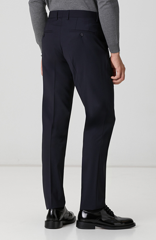 Lacivert Yün Karışımlı Pantolon