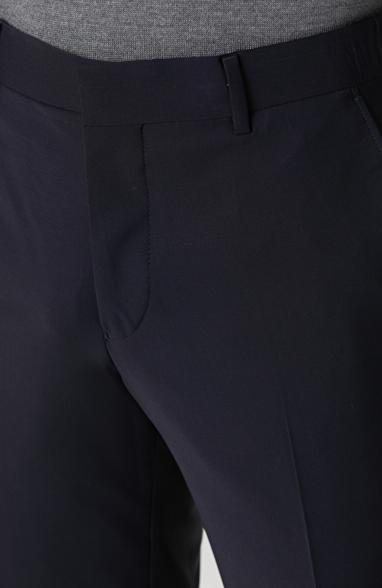Lacivert Yün Karışımlı Pantolon