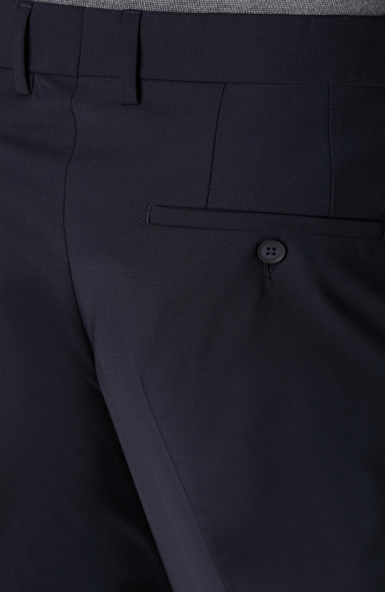 Lacivert Yün Karışımlı Pantolon