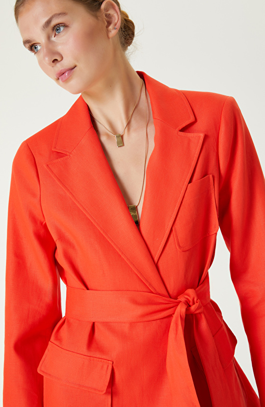 Nar Çiçeği Keten Ceket