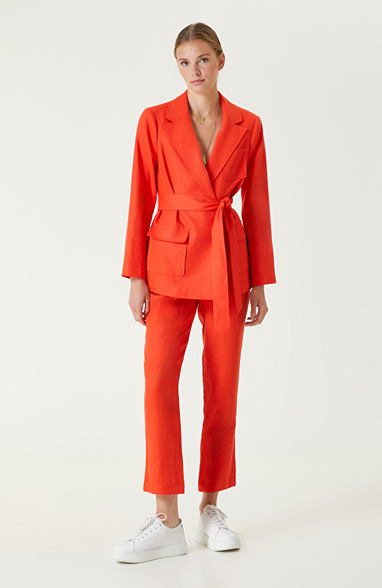 Nar Çiçeği Keten Ceket