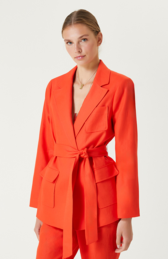 Nar Çiçeği Keten Ceket