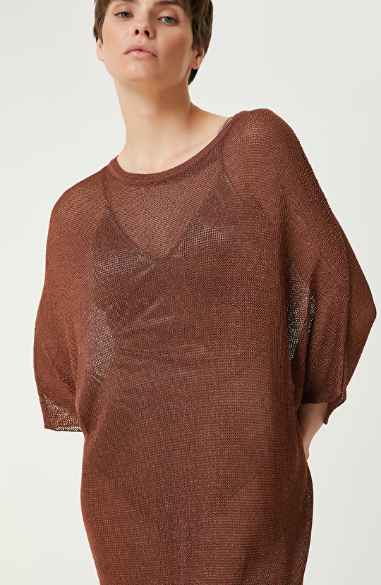 Kahverengi Transparan Kaftan