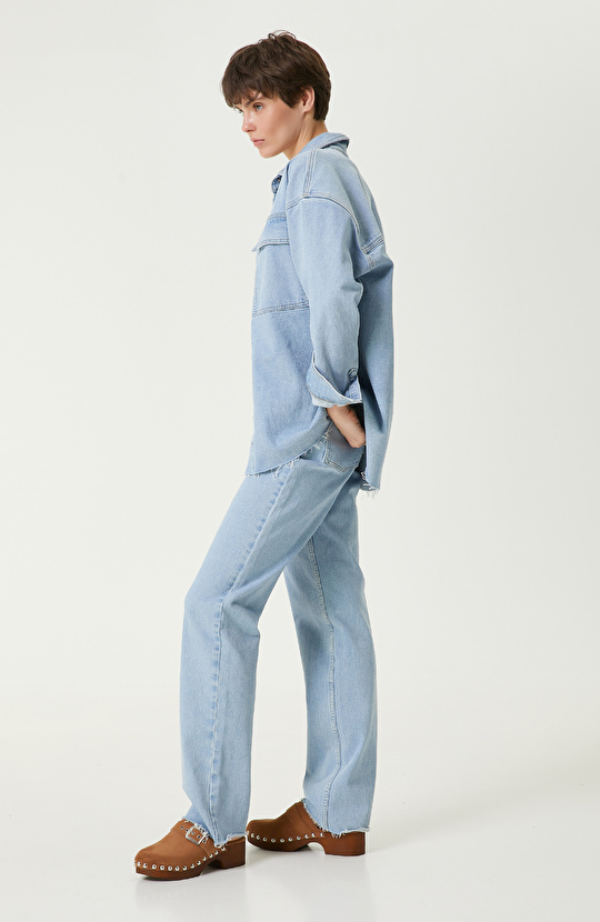 Açık Indigo Mavi Denim Pantolon