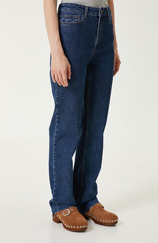 Koyu Indigo Mavi Denim Pantolon