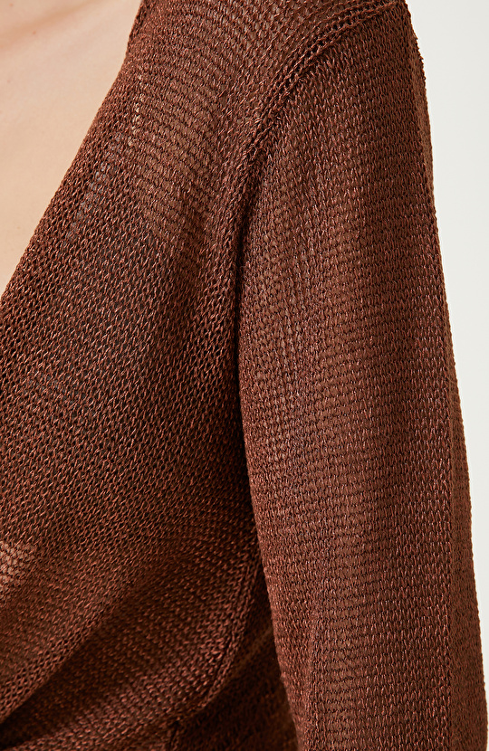 Kahverengi Triko Plaj Bluzu