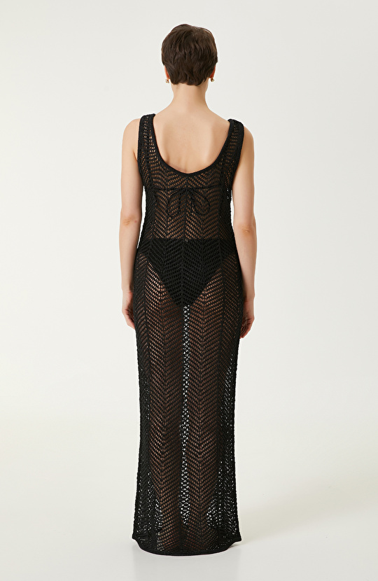 Siyah Desenli Plaj Elbisesi