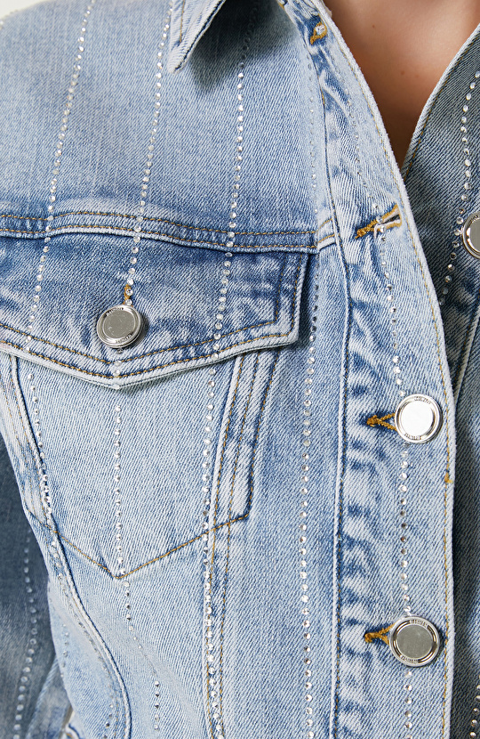 Açık Indigo Mavi Denim Ceket