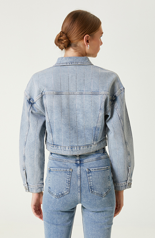 Açık Indigo Mavi Denim Ceket