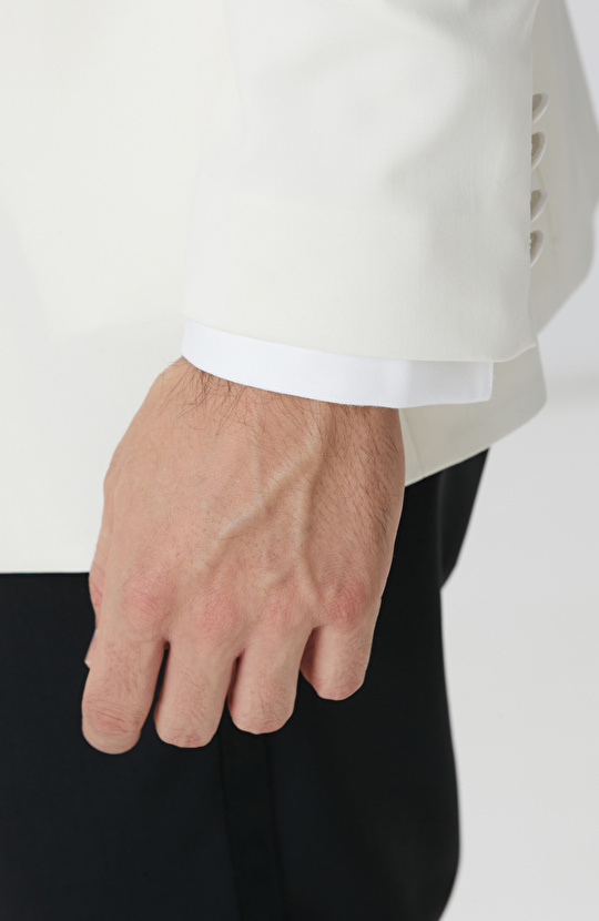 Siyah Yün Karışımlı Smokin Takım Elbise