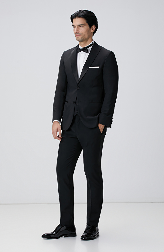 Siyah Yün Karışımlı Yelek