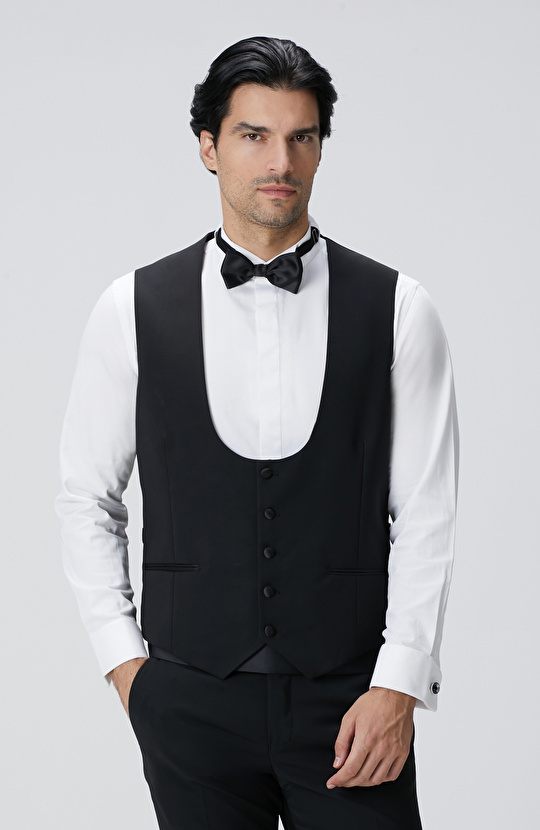 Siyah Yün Karışımlı Yelek Siyah Yün Karışımlı Yelek