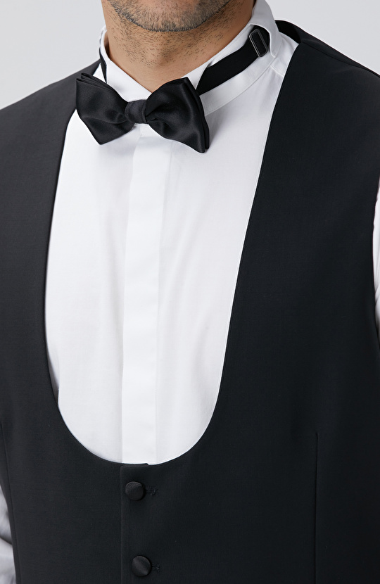 Siyah Yün Karışımlı Yelek