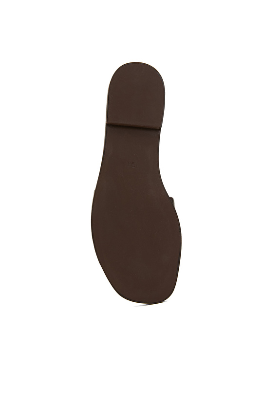 Kahverengi Kadın Deri Terlik