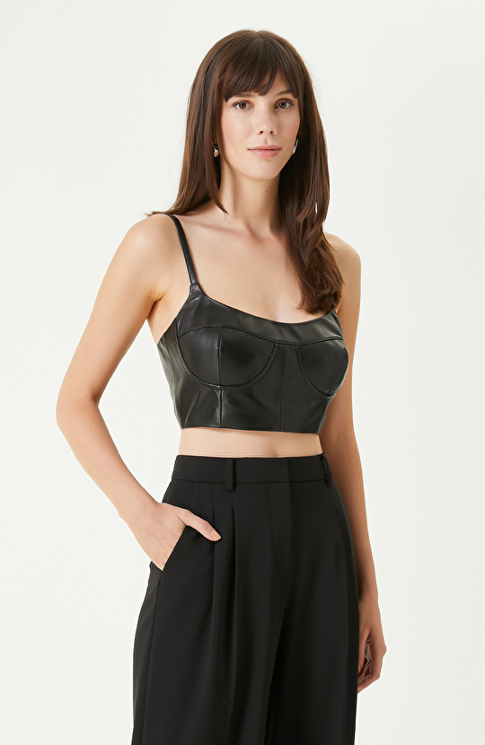 Siyah Deri Büstiyer