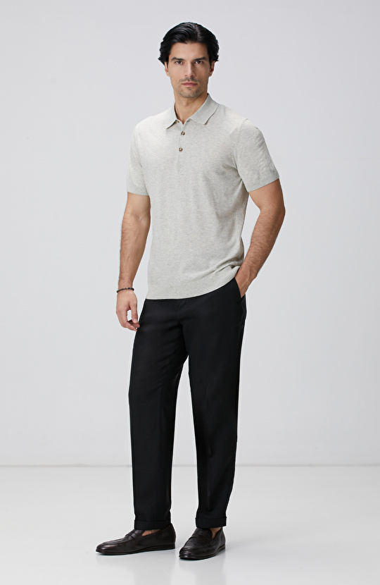 Gri Melanj Polo Yaka Basic Kazak