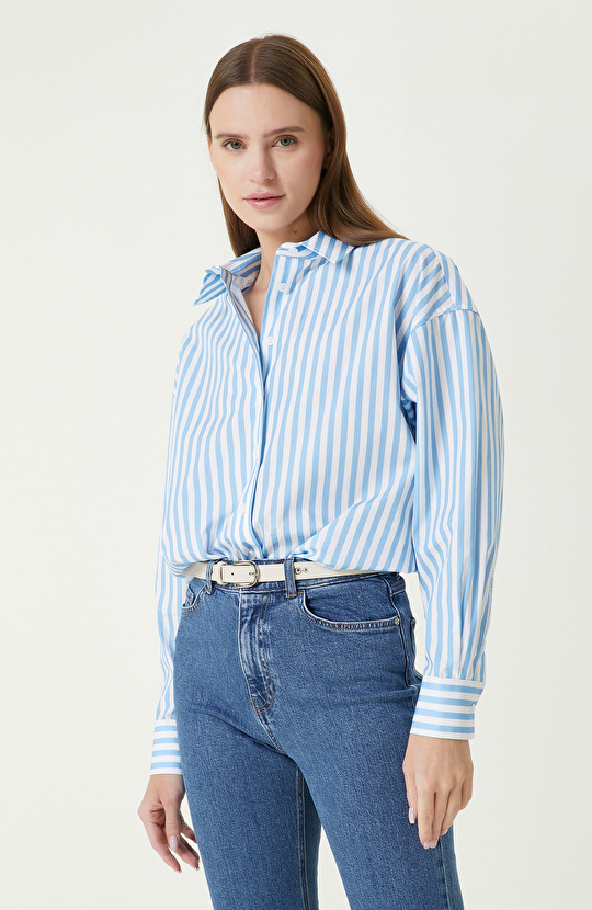 Mavi Beyaz Çizgili Gömlek