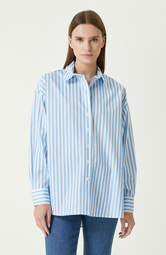 Mavi Beyaz Çizgili Gömlek