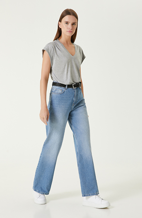 Gri Melanj Penye T-shirt