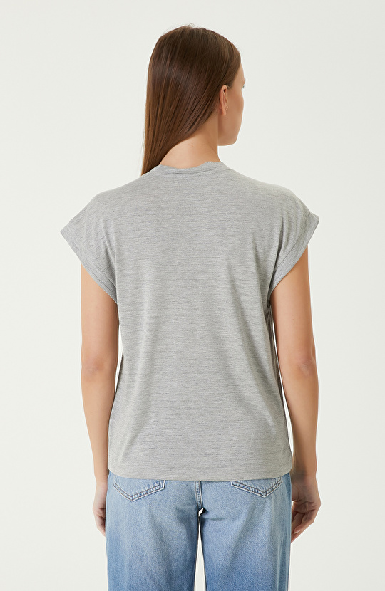 Gri Melanj Penye T-shirt