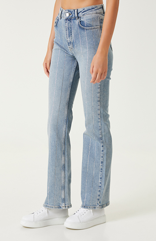 Açık Indigo Mavi Denim Pantolon