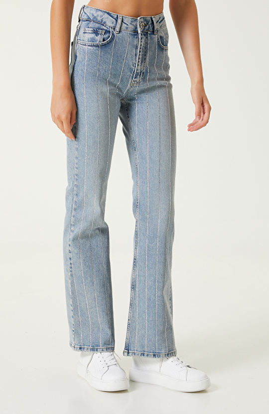 Açık Indigo Mavi Denim Pantolon