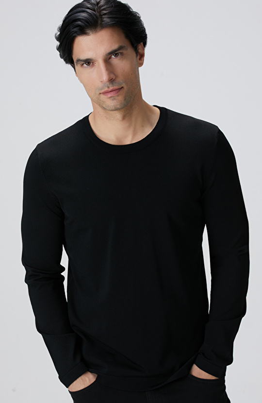 N-Tech Siyah Basic Triko Kazak