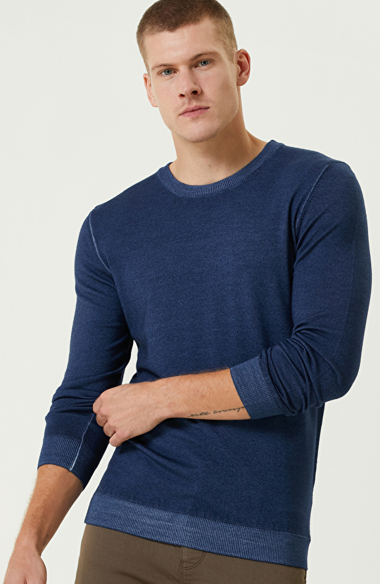 Lacivert Yün Triko Kazak