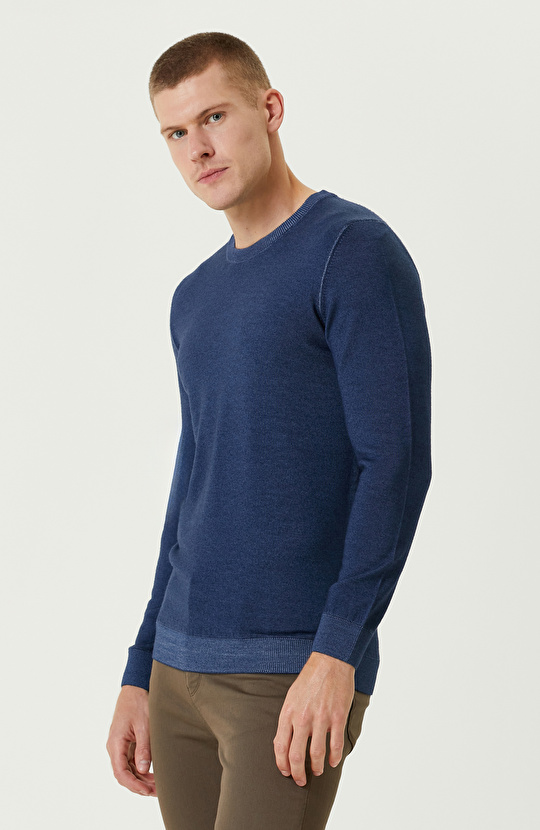 Lacivert Yün Triko Kazak