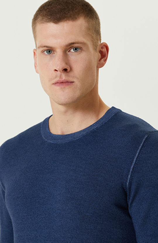 Lacivert Yün Triko Kazak