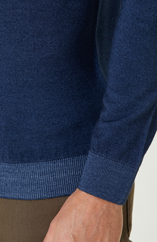 Lacivert Yün Triko Kazak