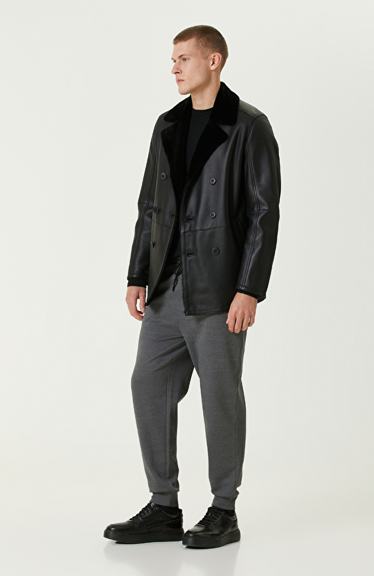 Siyah Yün Karışımlı Triko Kazak