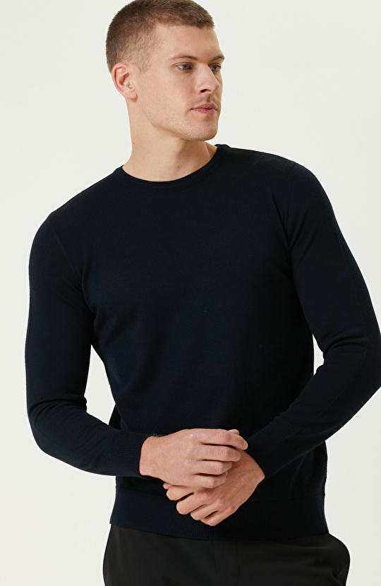 Lacivert Basic Triko Kazak