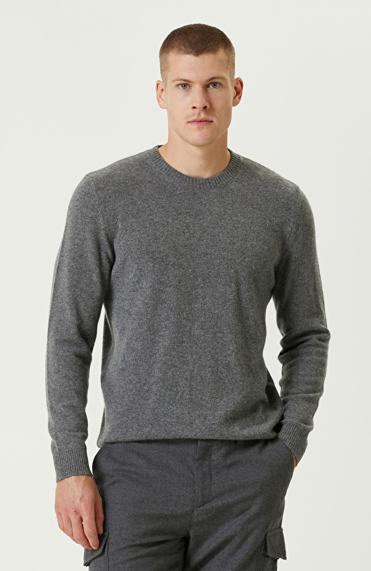 Gri Melanj Limited Kaşmir Triko Kazak