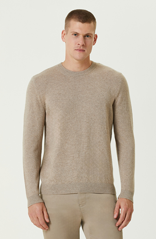 Bej Melanj Limited Kaşmir Triko Kazak Bej Melanj Limited Kaşmir Triko Kazak