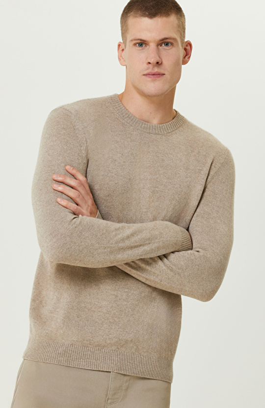 Bej Melanj Limited Kaşmir Triko Kazak