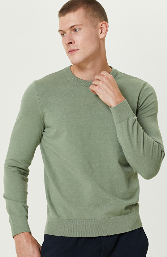 Yeşil Basic Triko Kazak