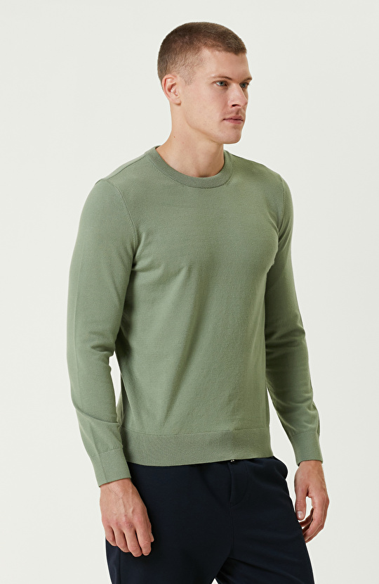 Yeşil Basic Triko Kazak