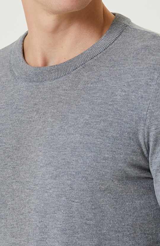 Gri Melanj Basic Triko Kazak