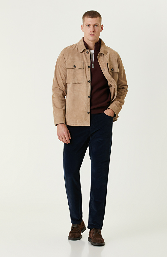 Bordo Dik Yaka Fermuarlı Triko Kazak