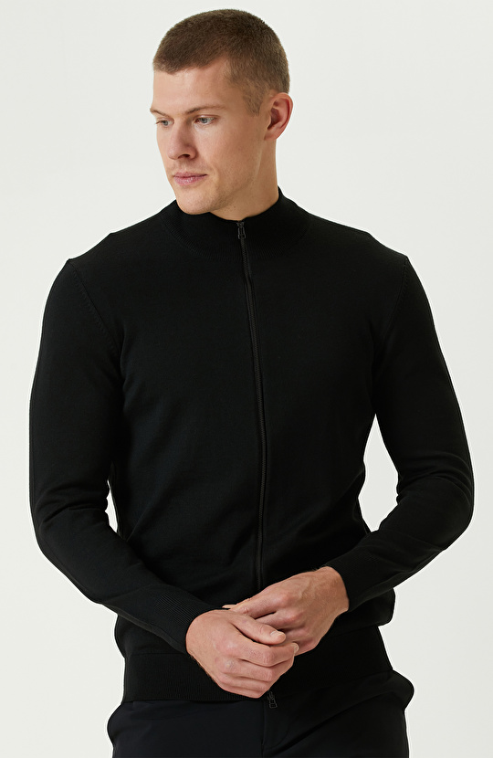 Siyah Yün Karışımlı  Basıc Hırka