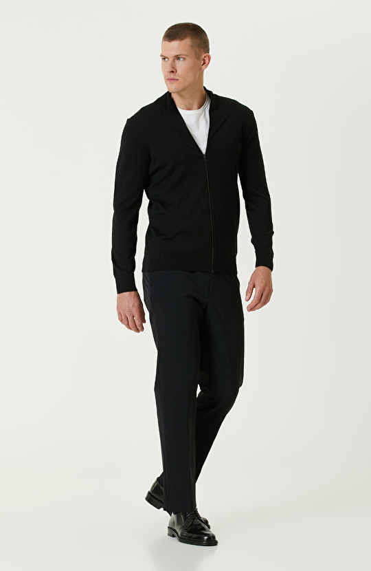 Siyah Yün Karışımlı  Basıc Hırka