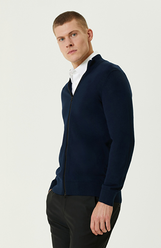 Lacivert Yün Karışımlı  Basıc Hırka