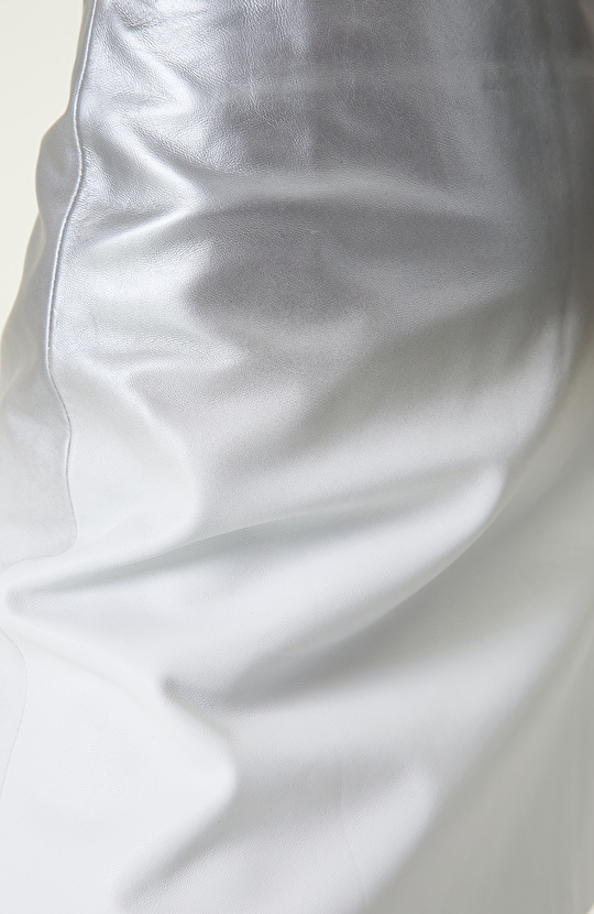 Silver Desenli Deri Etek