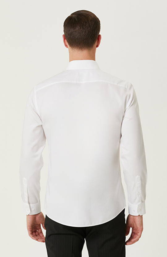 Non-Iron Beyaz Saten Gömlek