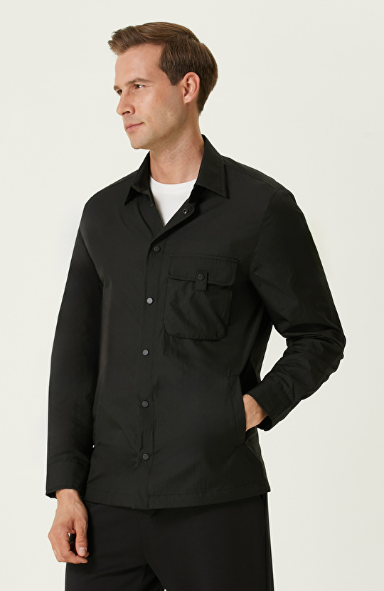 N-Tech Siyah İnce Dış Gömlek