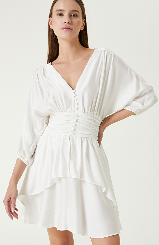 Kırık Beyaz Mini Elbise