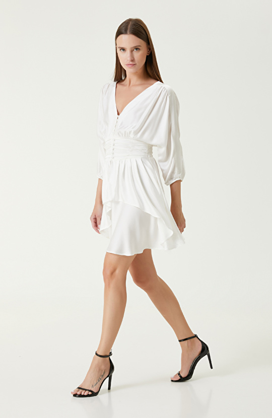 Kırık Beyaz Mini Elbise