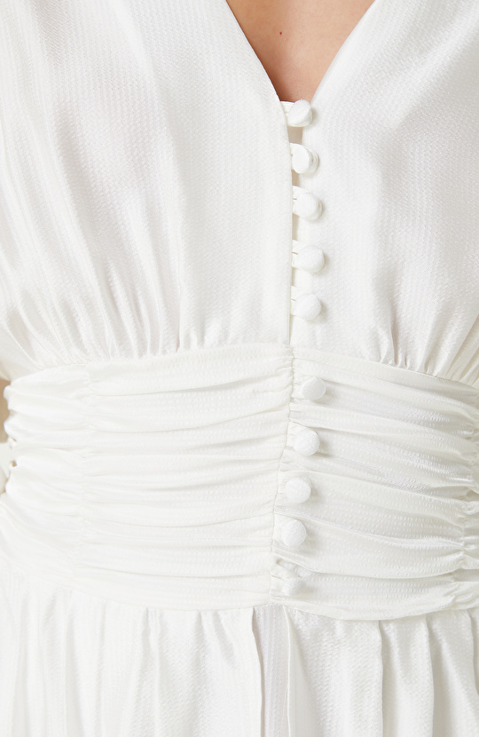 Kırık Beyaz Mini Elbise